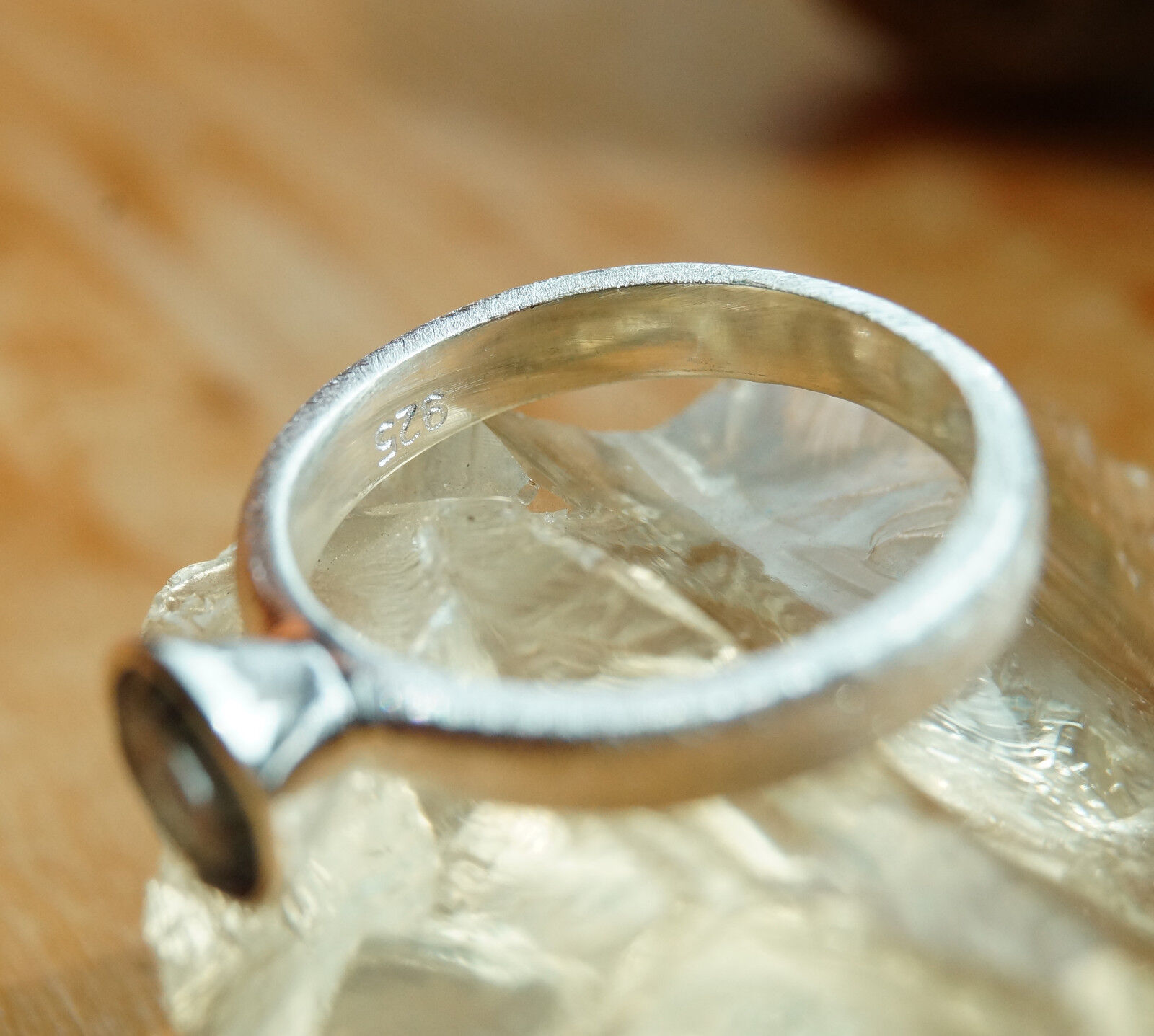 Handarbeit Ring Silber 50 62 Blautopas Silberring Gebürstet Matt Schlicht Echt – Bild 7