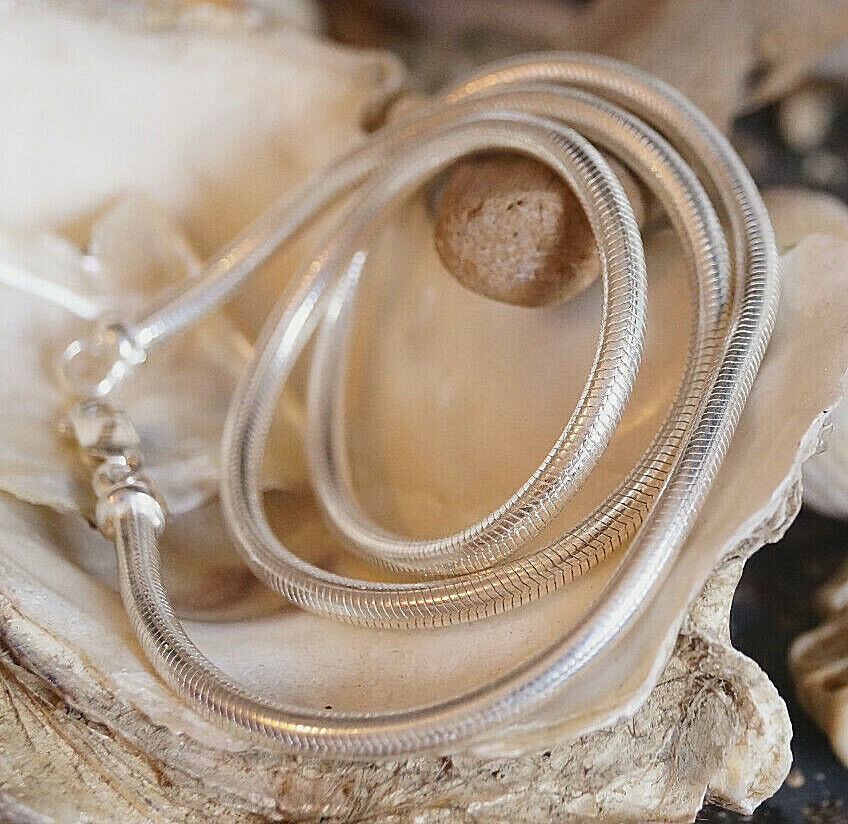 Robust Massiv Schlangenkette Rund Handarbeit 51 cm Halskette Silber Ø 3 mm Kette – Bild 3