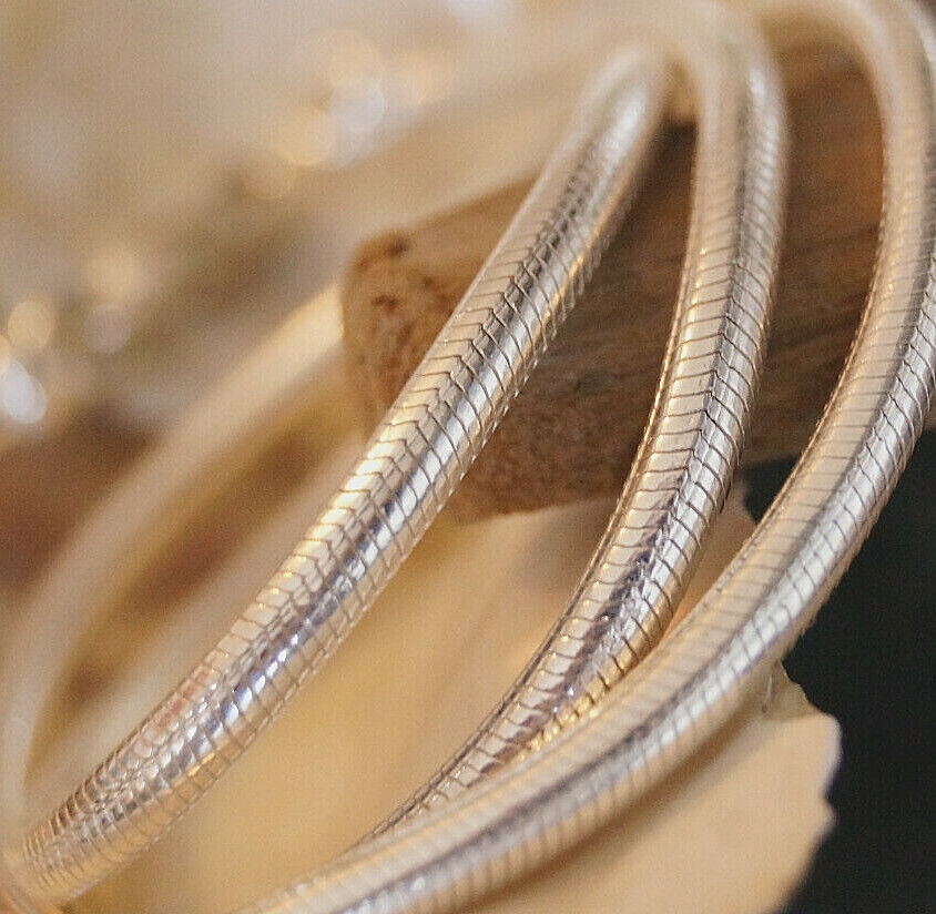 Robust Massiv Schlangenkette Rund Handarbeit 51 cm Halskette Silber Ø 3 mm Kette – Bild 4