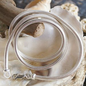 Robust Massiv Schlangenkette Rund Handarbeit 51 cm Halskette Silber Ø 3 mm Kette