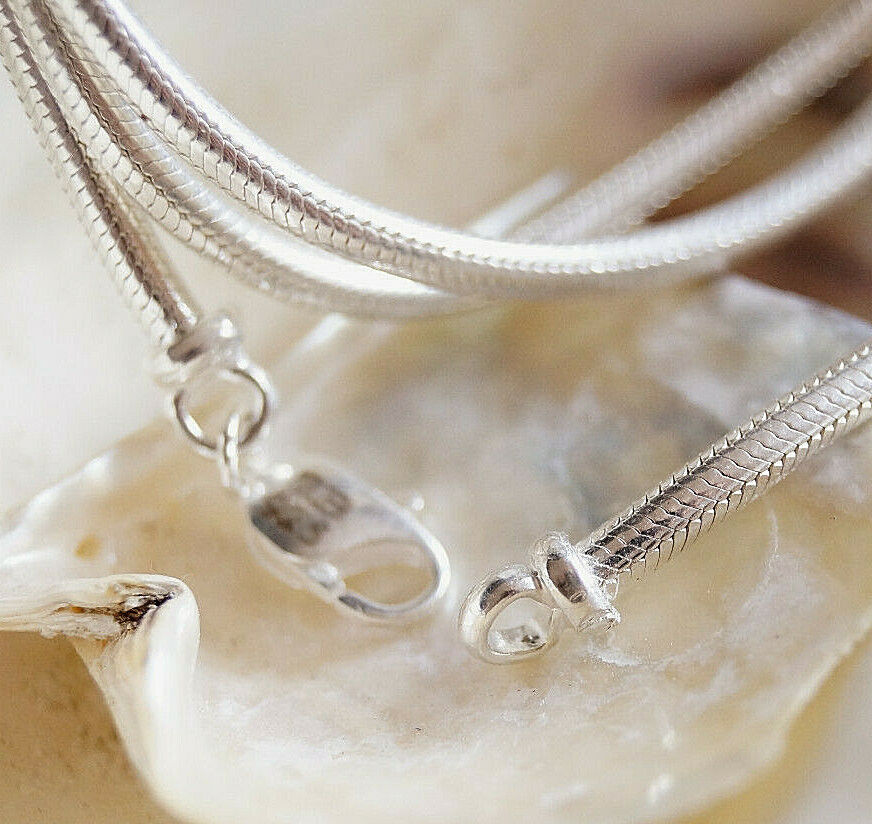 Robust Massiv Schlangenkette Rund Handarbeit 51 cm Halskette Silber Ø 3 mm Kette – Bild 6