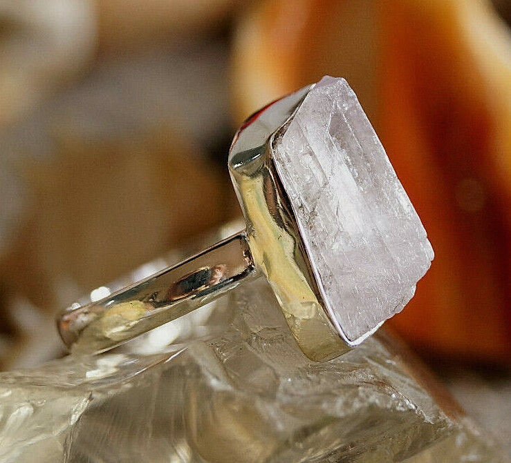 Silberring 59 Kunzit Rosa Ring Silber Rohstein Freiform Schlicht Modern Elegant – Bild 5