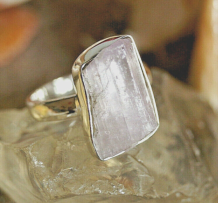 Silberring 59 Kunzit Rosa Ring Silber Rohstein Freiform Schlicht Modern Elegant – Bild 6