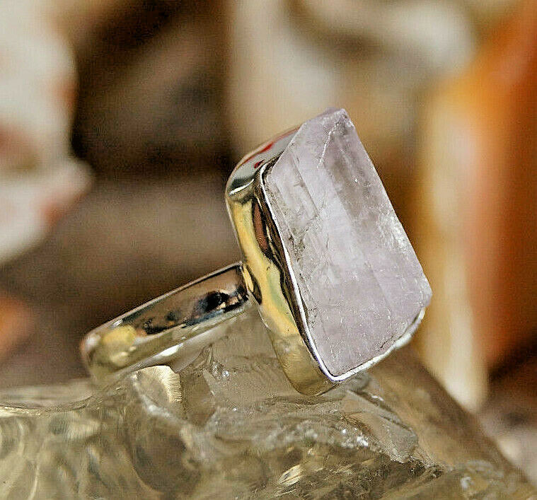 Silberring 59 Kunzit Rosa Ring Silber Rohstein Freiform Schlicht Modern Elegant – Bild 7