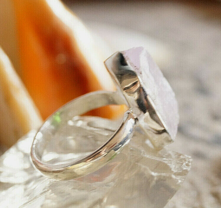 Silberring 59 Kunzit Rosa Ring Silber Rohstein Freiform Schlicht Modern Elegant – Bild 8
