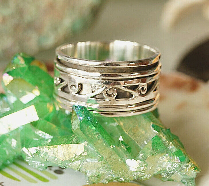925er Silber 3er Drehring 56 59 62 68 72 Spinring Verspielt Keltisch Muster – Bild 4