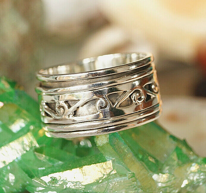 925er Silber 3er Drehring 56 59 62 68 72 Spinring Verspielt Keltisch Muster – Bild 6