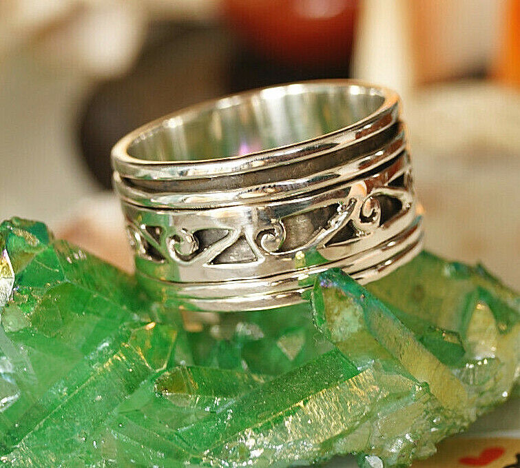 925er Silber 3er Drehring 56 59 62 68 72 Spinring Verspielt Keltisch Muster – Bild 8