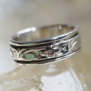 Drehring 58 61 64 65 Silberring Spinring Verspielt Muster Silber Floral Ring