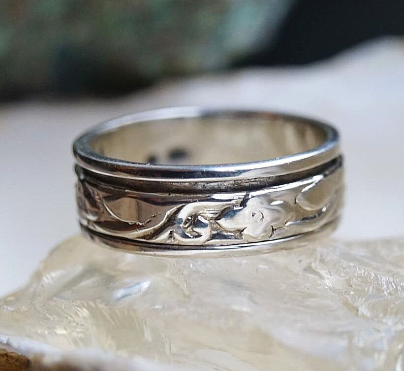 Drehring 58 61 64 65 Silberring Spinring Verspielt Muster Silber Floral Ring – Bild 7