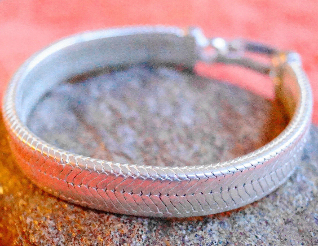 Rechteckig Massiv Armband 9,5 x 3 mm Schlangenkette 19,5 cm Silber Schlicht – Bild 3