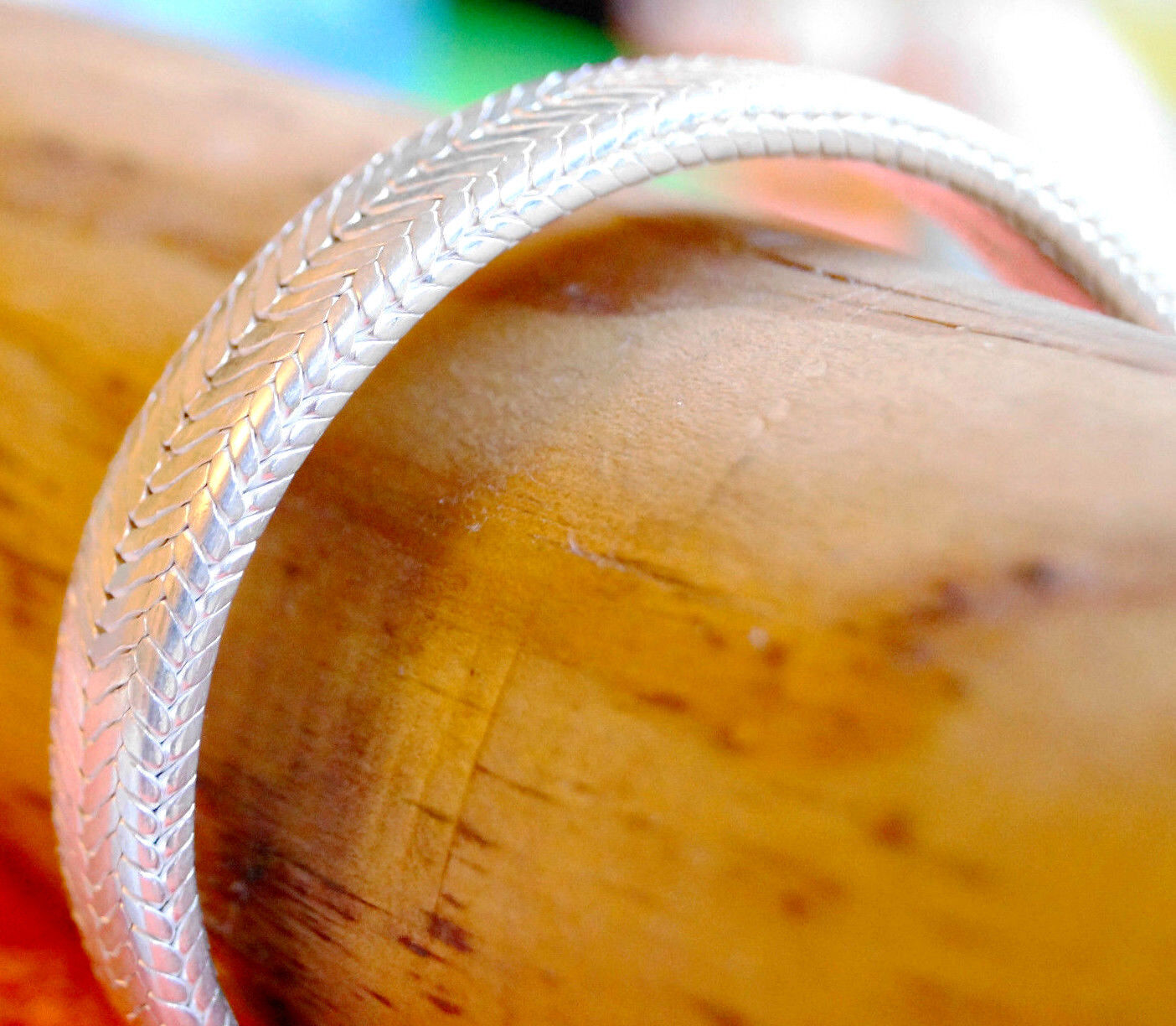 Rechteckig Massiv Armband 9,5 x 3 mm Schlangenkette 19,5 cm Silber Schlicht