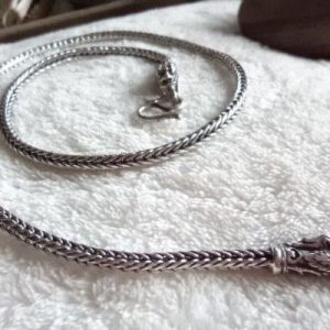 Vintage Design Kette 925er Silber Drachenkopf 56 cm Ø 4 mm Kordelkette Dick