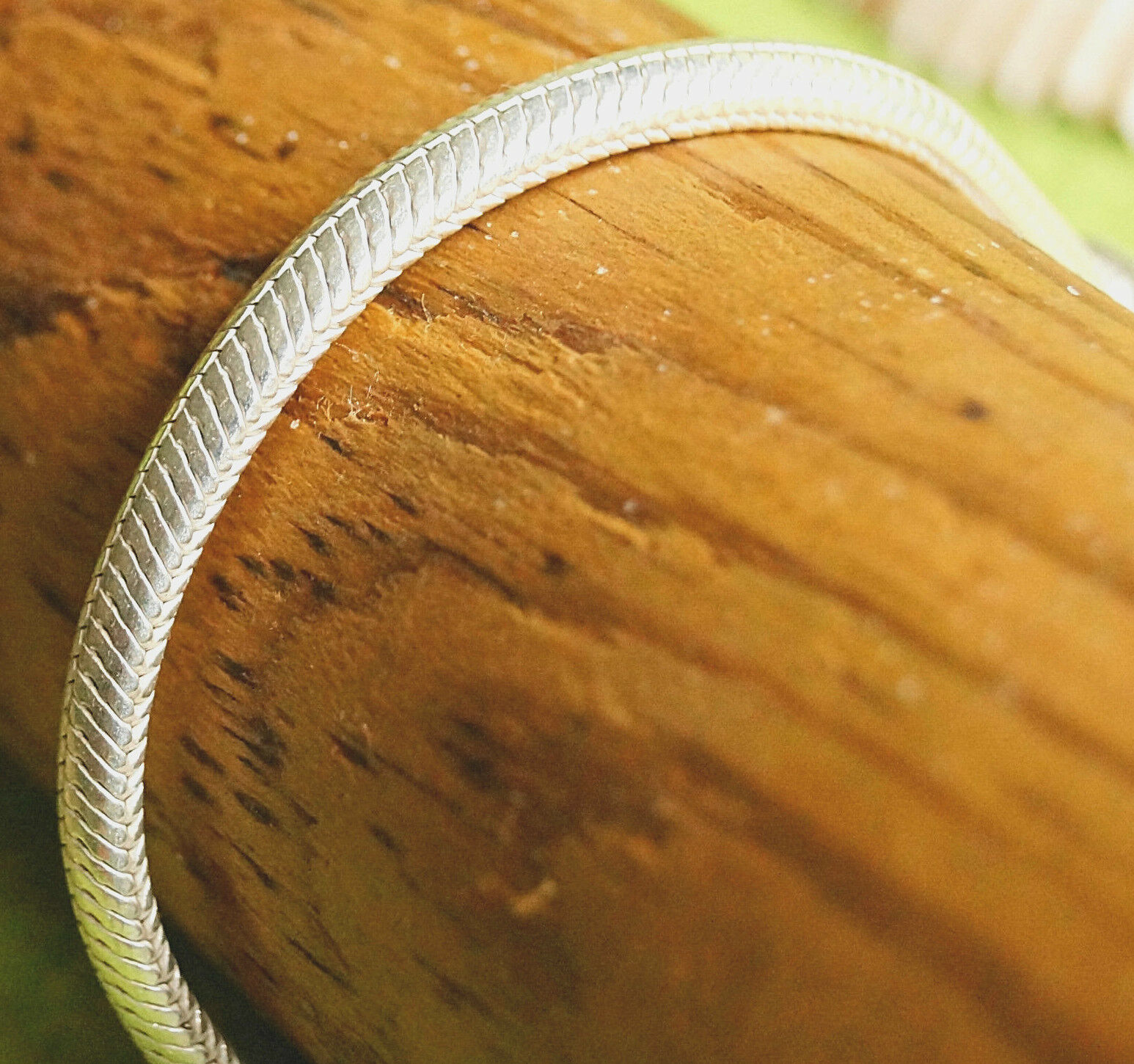 925er Silber Armband 19,5 cm Halbrund 5,5 x4 mm Schlangenkette Armkette Schlicht – Bild 3