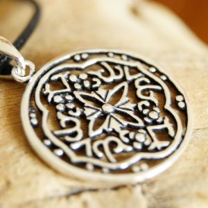 Groß Kettenanhänger Fein Filigran Floral Antik Design Blume Rund Silber 3,5 cm