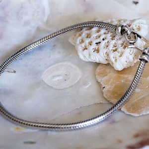 Handarbeit Vintage Elegant 22 cm Ø 3 mm 925er Silber Schlangenkette Armband Dick