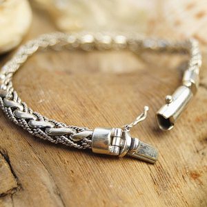 Massiv Armband 21 cm 925er Silber 7 x 3,5 mm Schlangenkette Halbrund Geflochten