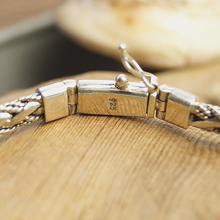 Massiv Armband 21 cm 925er Silber 7 x 3,5 mm Schlangenkette Halbrund Geflochten – Bild 6