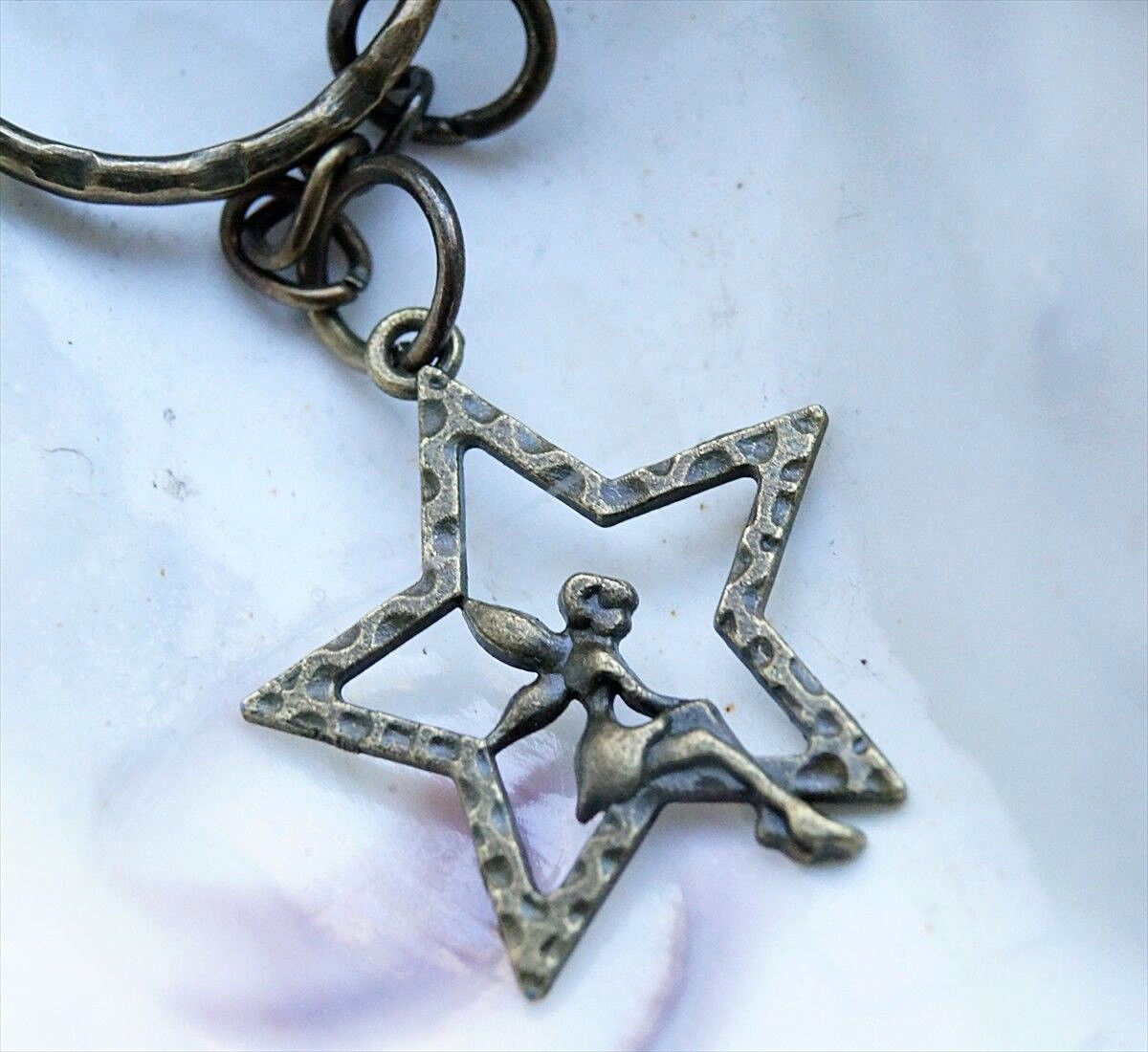 Schlüsselanhänger Fee Elfe Stern Tinkerbell Anhänger Märchen Schutz Bronze – Bild 3
