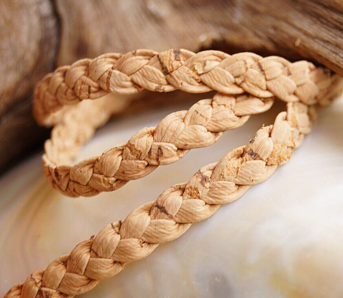 1m Öko Korkband geflochten Bolo Vegan Leder 3 / 4 / 5 mm Kork Vegan Orange Natur – Bild 9