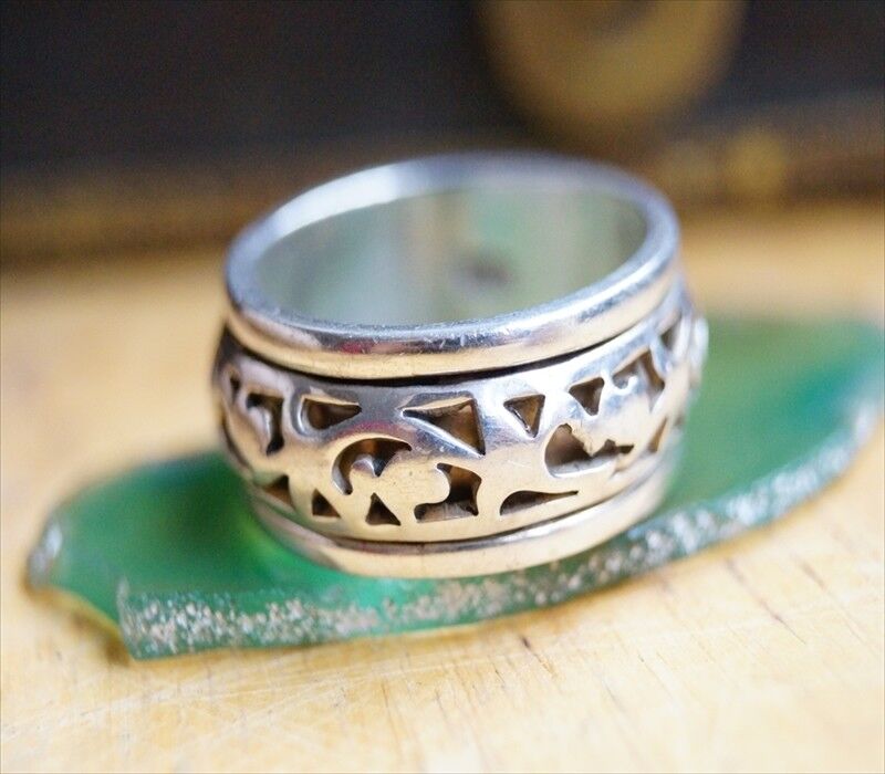 Vintage Drehring 63 64 Silber Breit Spinring Massiv Silberring Floral Verspielt – Bild 3