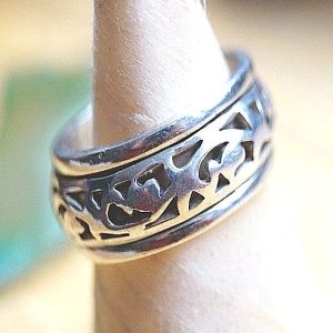 Vintage Drehring 63 64 Silber Breit Spinring Massiv Silberring Floral Verspielt