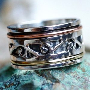 3er Drehring Silber Breit Spinring 60 62 64 Silberring Verspielt Bronze Messing