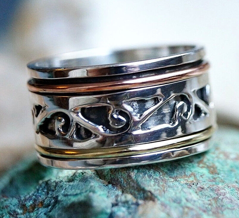 3er Drehring Silber Breit Spinring 60 62 64 Silberring Verspielt Bronze Messing
