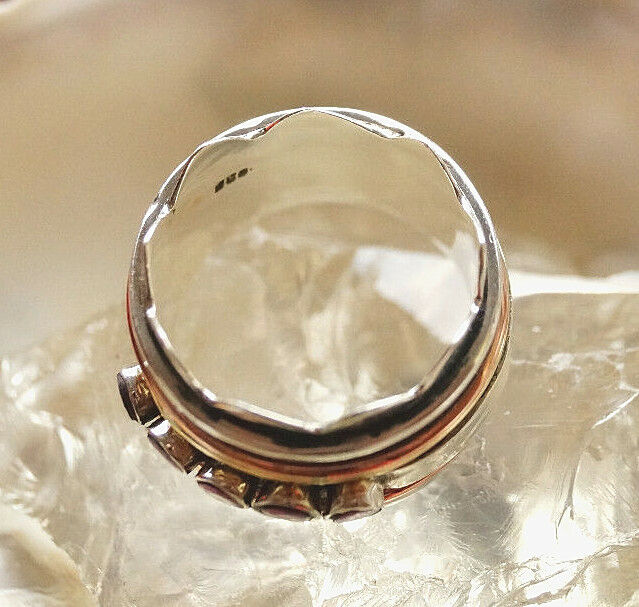 Drehring 925er Silber Ring Breit 60 62 64 Silberring Krone Rubin Rot Kronenring – Bild 7