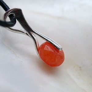 Klein Anhänger Silber Mandarin Granat Rad 8 x 6 mm Orange Elegant Kettenanhänger