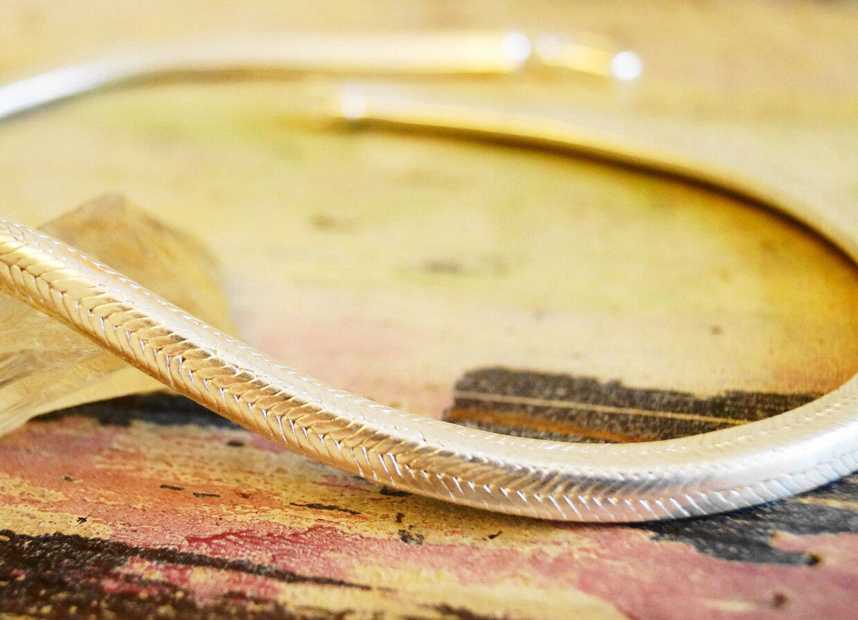 Massiv Handarbeit Glanz Eckig 5,3 x 5,3mm Schlangenkette 44 cm Silber Halskette