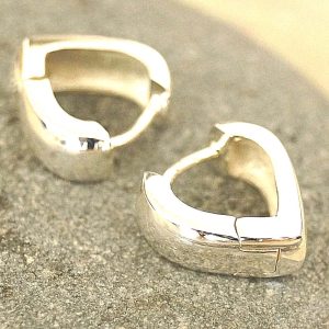 Massiv Tropfen Klappcreolen Silber 5 x 15 mm Creole Schlicht Elegant Dreieckig