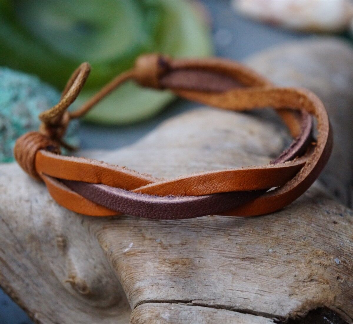 Öko Lederarmband 1,5 cm breit Natur Braun Schwarz geflochten Leder Armband Edel – Bild 8