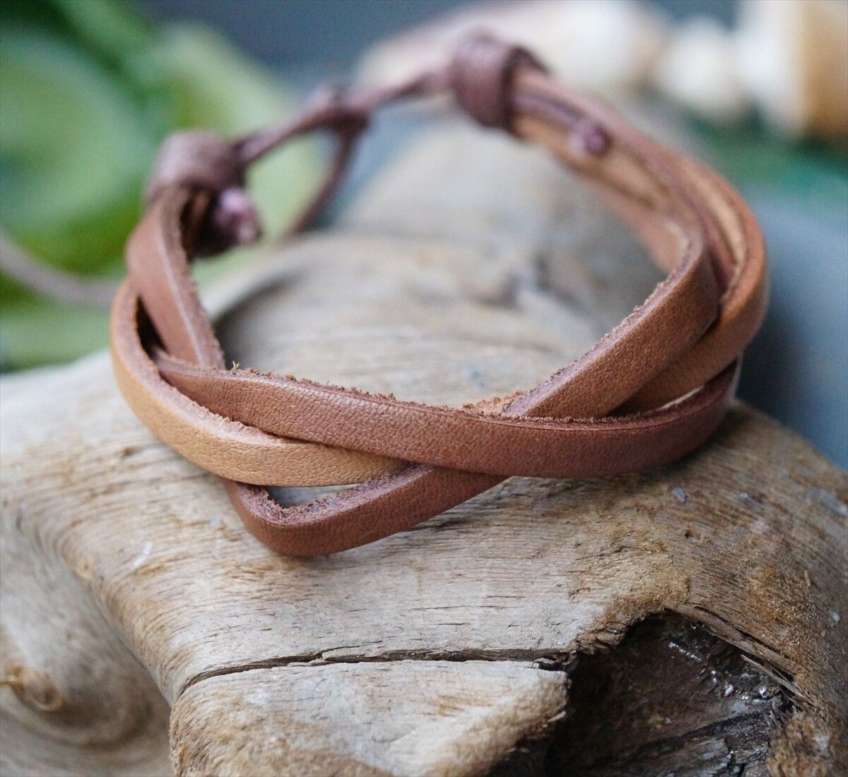 Öko Lederarmband 1,5 cm breit Natur Braun Schwarz geflochten Leder Armband Edel – Bild 9