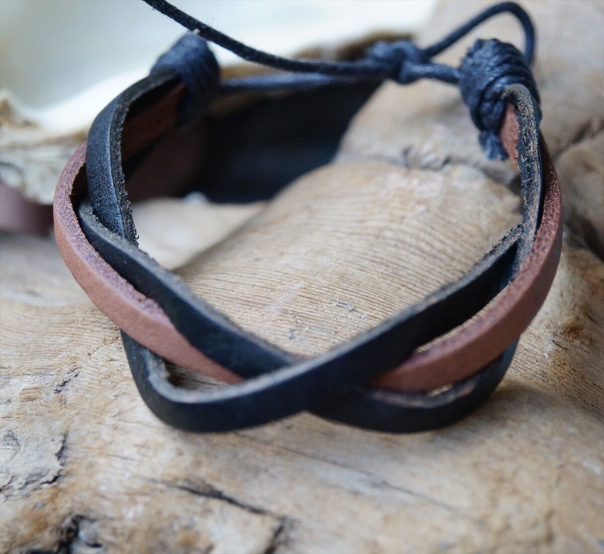 Öko Lederarmband 1,5 cm breit Natur Braun Schwarz geflochten Leder Armband Edel – Bild 10
