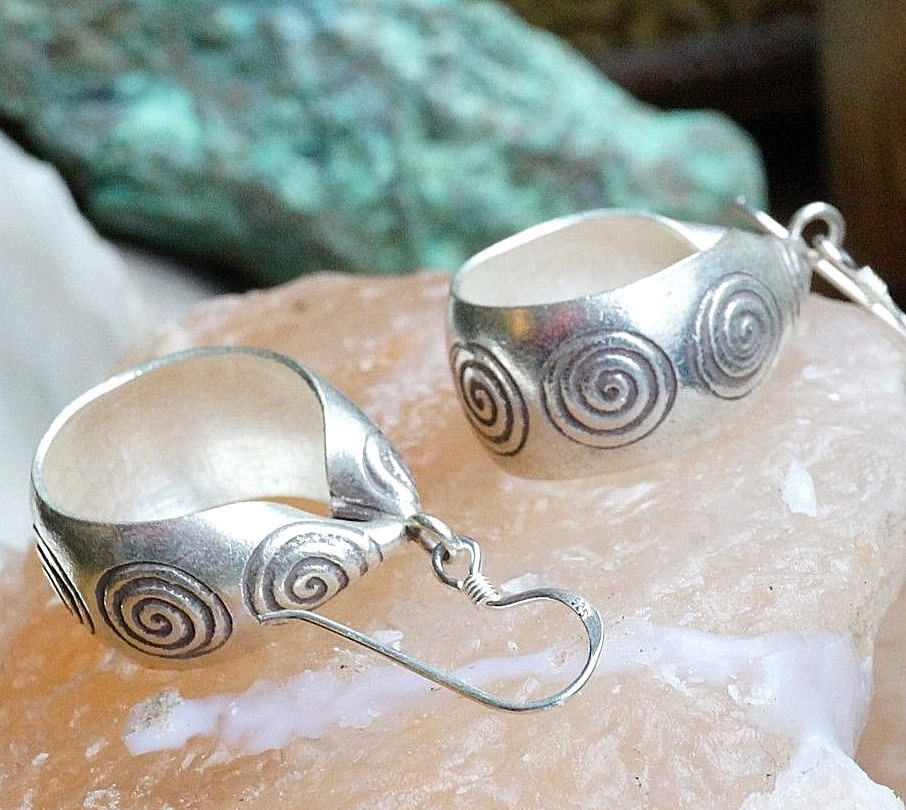 Ohrhänger 4cm Silber Handarbeit Ohrringe Creole Quer Oval Spirale Modern Elegant – Bild 5
