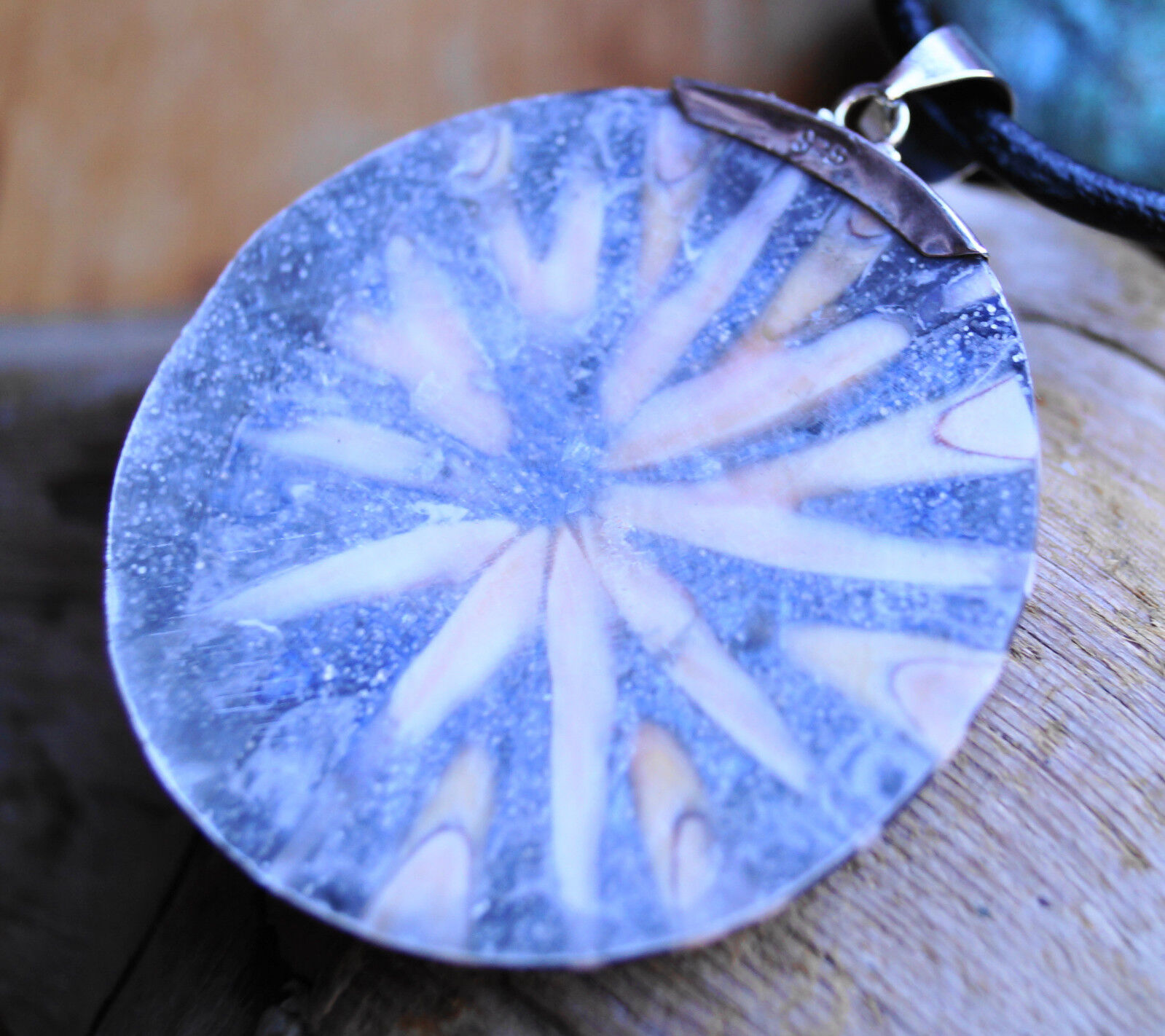 Riesig Groß 6,5 cm Silber Anhänger Ø 5,5 cm Muschel Perlmutt Rosa Orange Glitzer – Bild 7