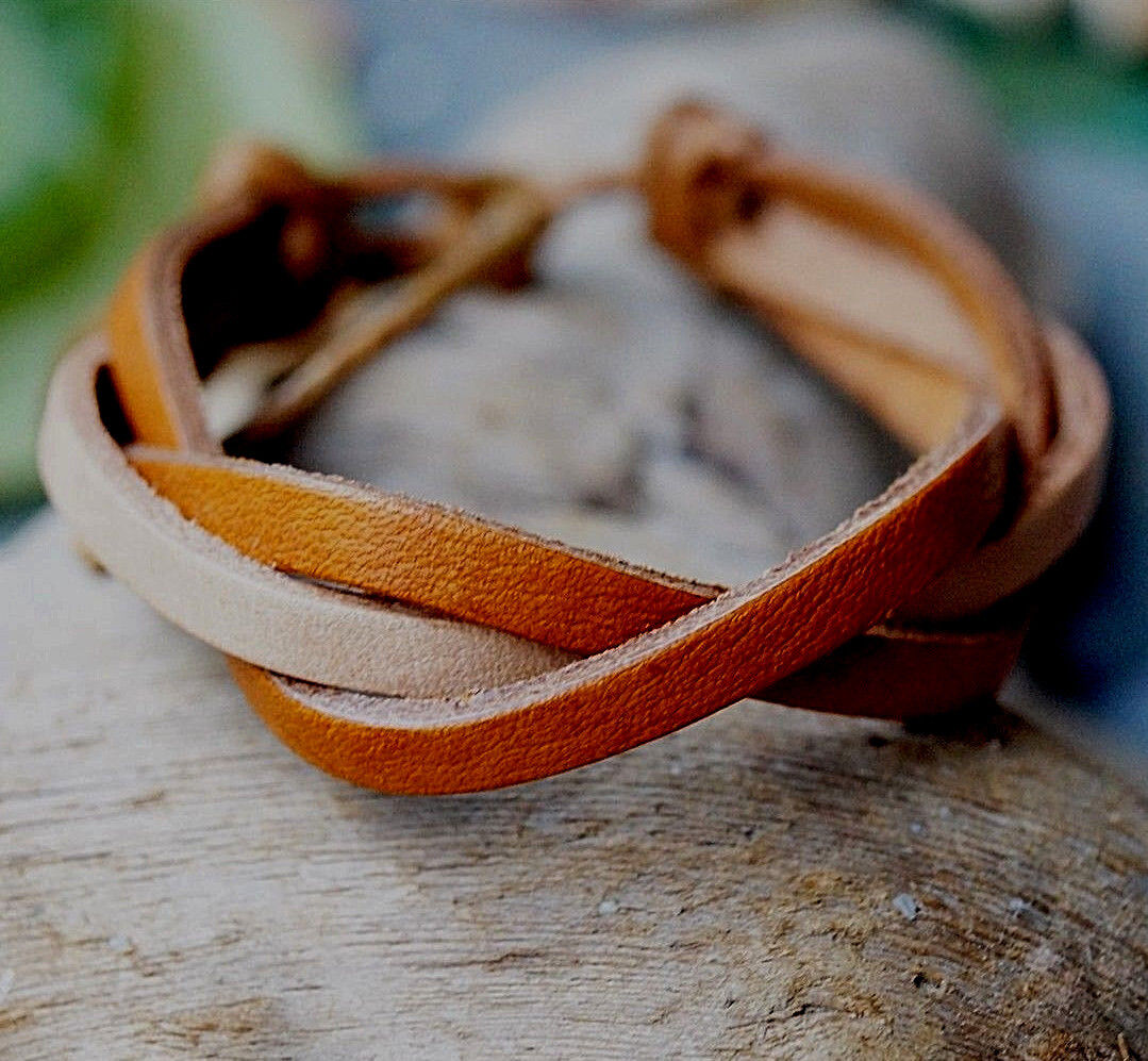 Öko Lederarmband 1,5 cm breit Natur Braun Schwarz geflochten Leder Armband Edel – Bild 13