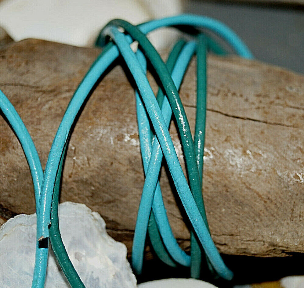 1 m Lederband Riemen Rund 2 mm Türkis Türkisgrün Grün Leder Öko Lederriemen Band – Bild 3