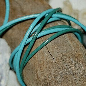 1 m Lederband Riemen Rund 2 mm Türkis Türkisgrün Grün Leder Öko Lederriemen Band
