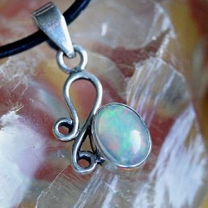 Kettenanhänger Silber Edelopal Weiß A+++ Opal Oval Bunt Verspielt Floral Vintage