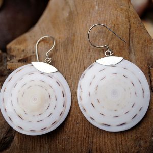Silber Ohrhänger Rund Schlicht Shiva Eye Shivas Auge Groß Elegant Spirale Weiß