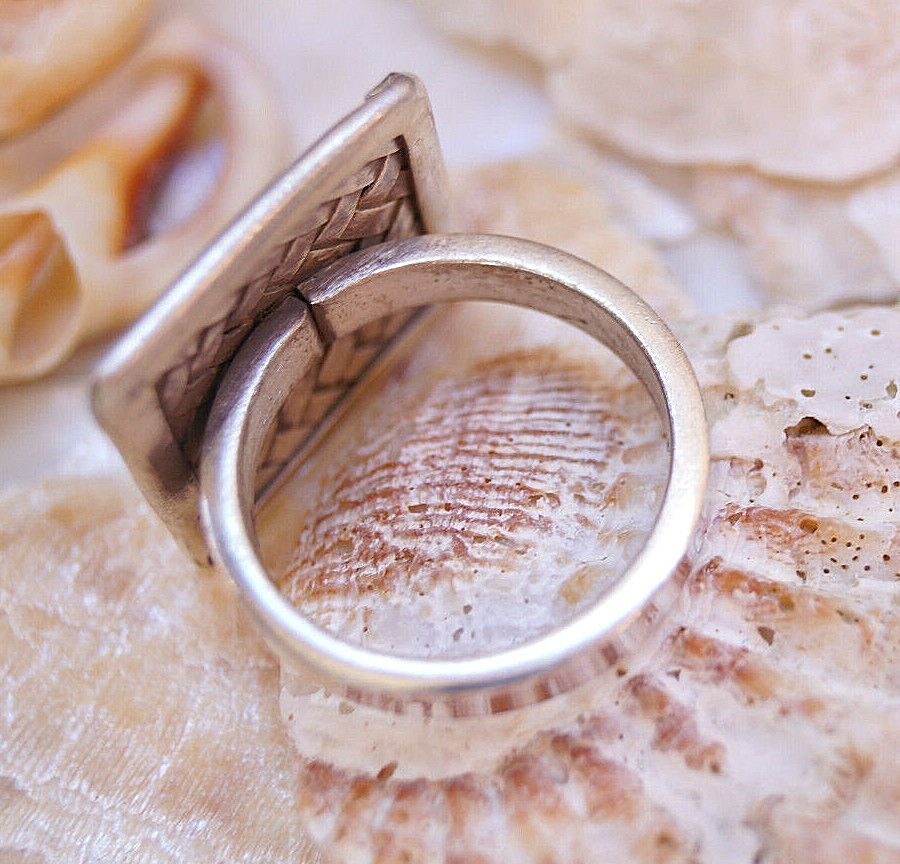 Silberring 58 59 60 Vntage Design Geflochten Quadrat 2 cm Silber Ring Gewebt – Bild 8