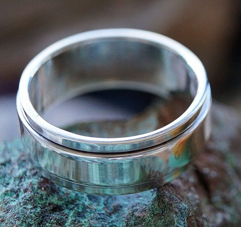 Bauhaus Art Design Massiv 925er Silber Ring 59 61 64 Schlicht Drehring Bandring – Bild 4