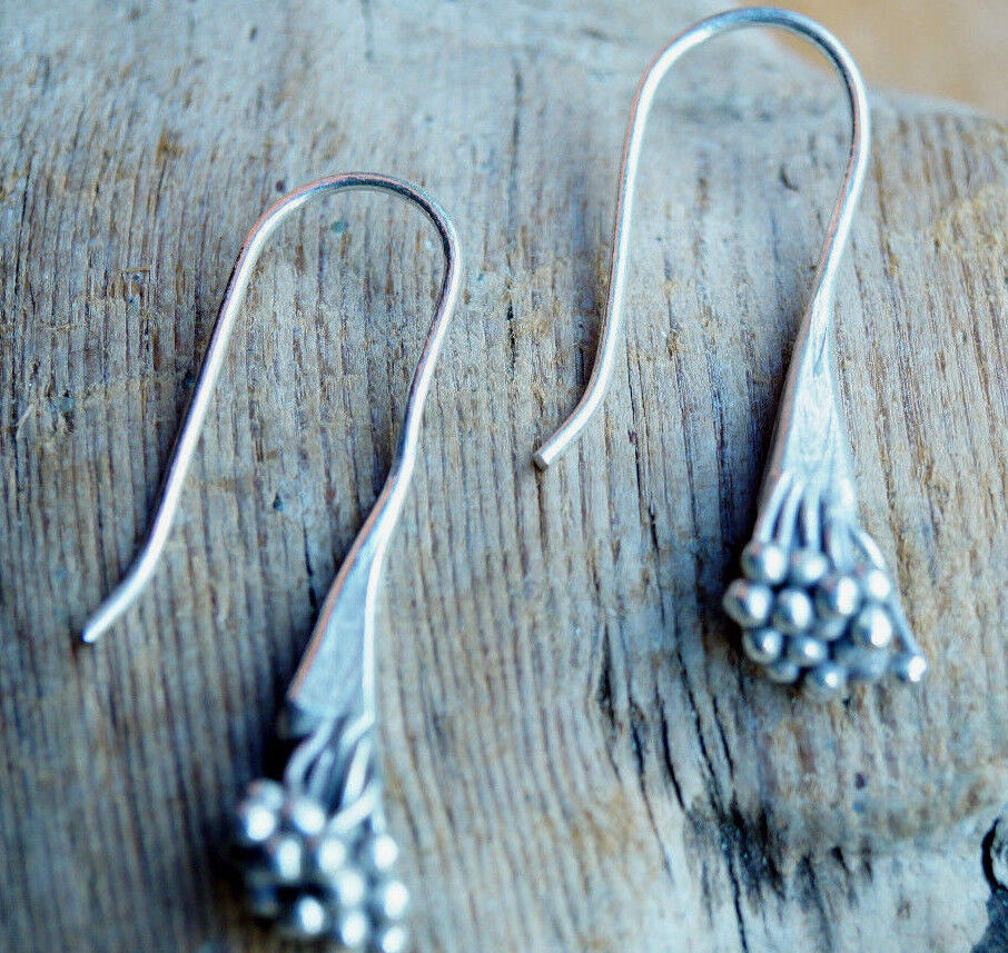Ohrhänger 3,3 x 0,8 cm Silber Blüte Blume Floral Verspielt Ohrringe Zweige Glanz – Bild 5