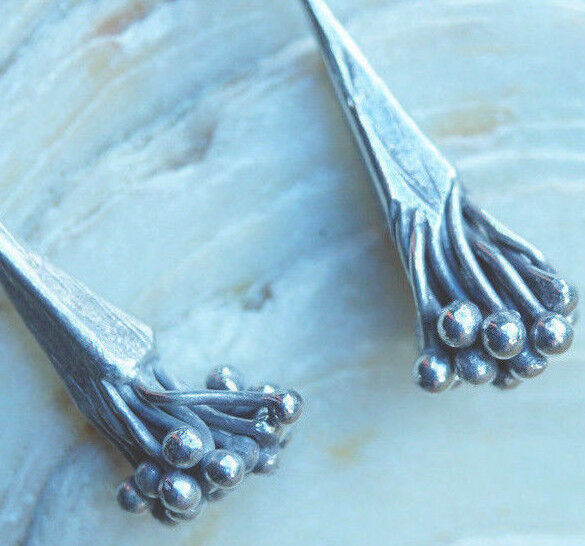 Ohrhänger 3,3 x 0,8 cm Silber Blüte Blume Floral Verspielt Ohrringe Zweige Glanz – Bild 6