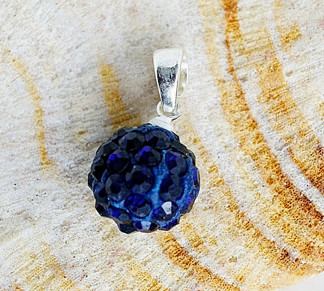 Klein Kettenanhänger Silber Strasskugel 1 cm Weiß Silber Blau Schwarz Elegant – Bild 8