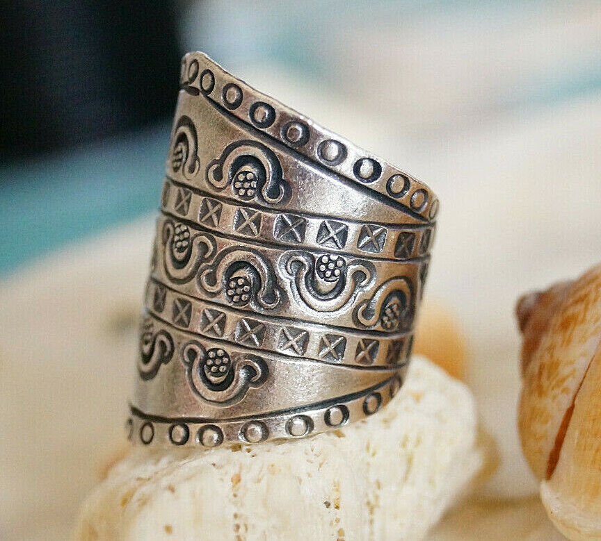 Breit 980er Silberring Offen ab 55 58 59 61 62 +4 Silber Ring Floral Ornamente – Bild 3