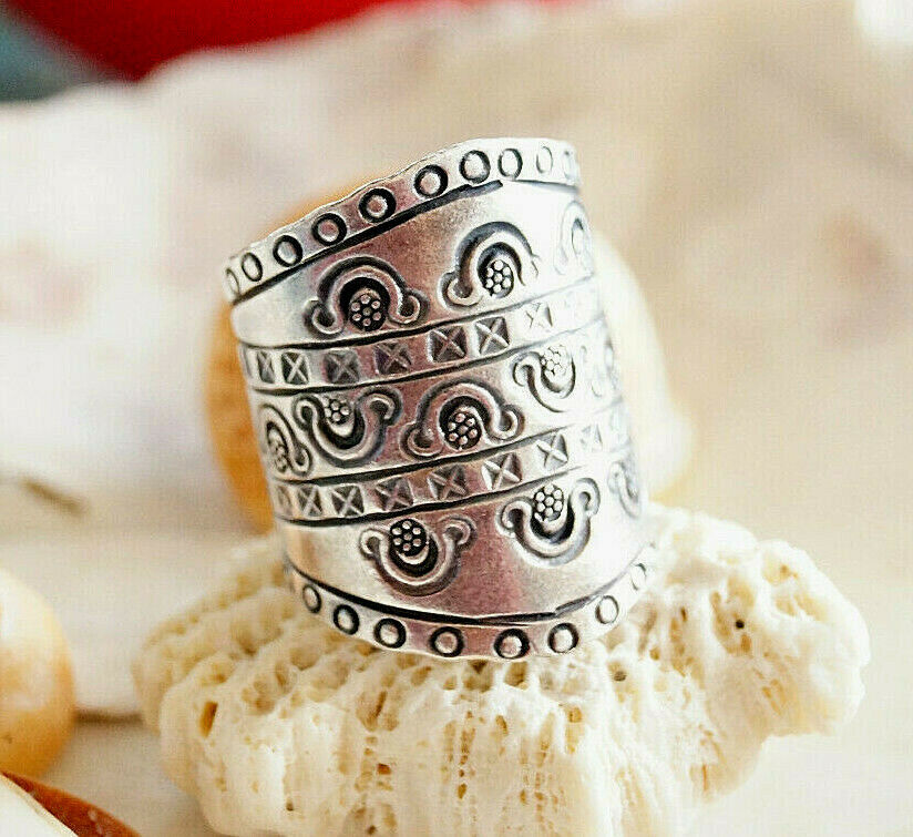 Breit 980er Silberring Offen ab 55 58 59 61 62 +4 Silber Ring Floral Ornamente