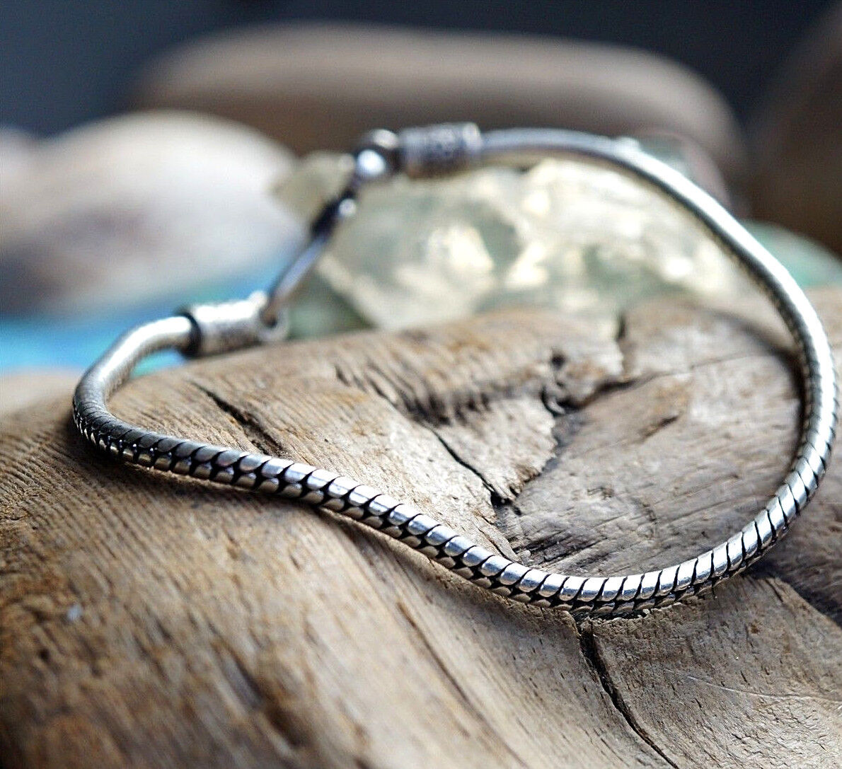 Handarbeit Silberarmband 21 cm Ø 3 mm Verspielt Silber Schlangenkette Armband – Bild 5